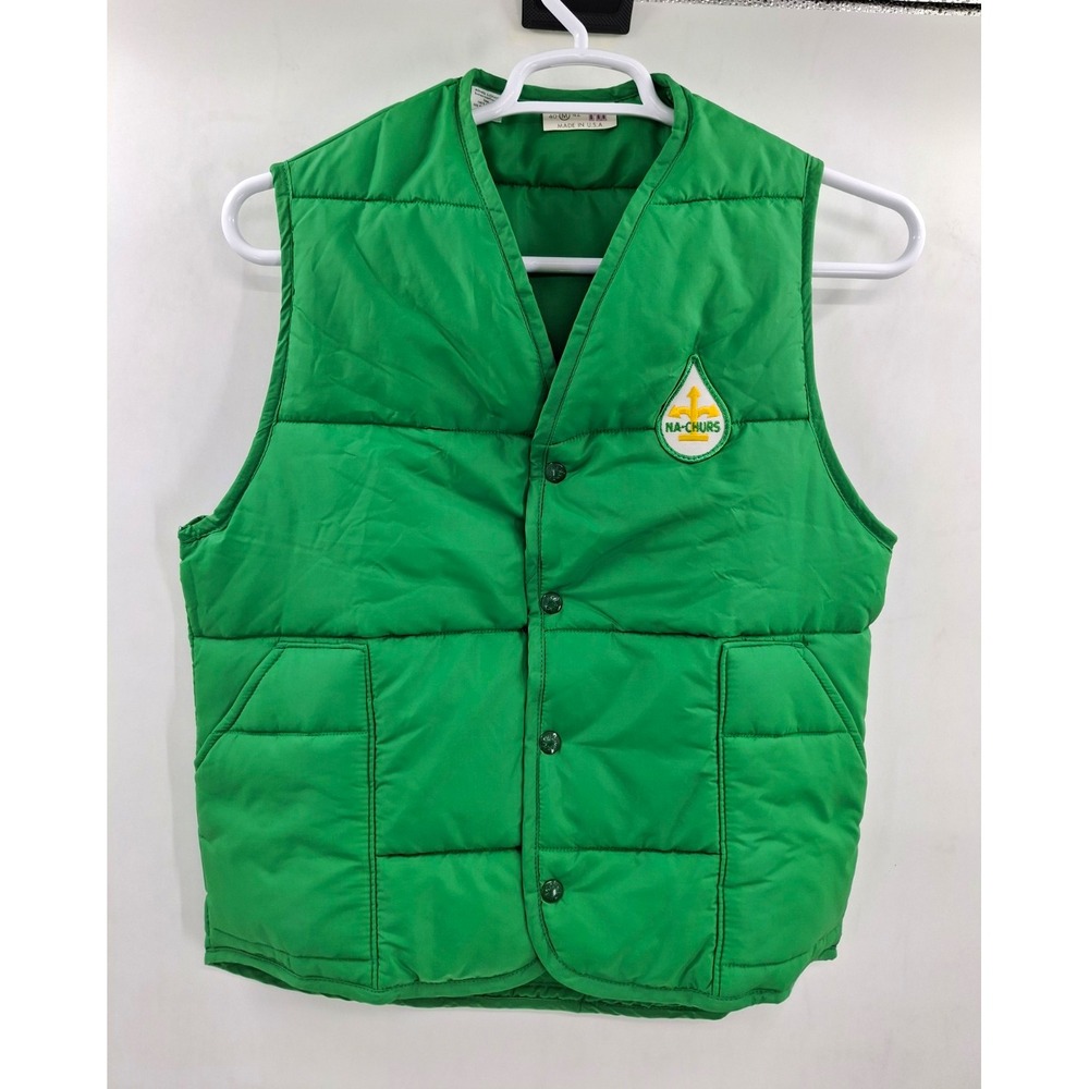 King Louie Vintage Men's Na- Churs Green Puffer Vest Snap  M 40-42